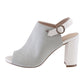 Light Grey Block Heel Peep Toe Sling back