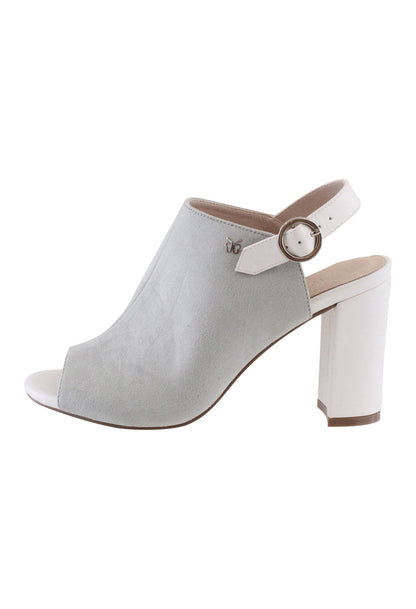 Light Grey Block Heel Peep Toe Sling back