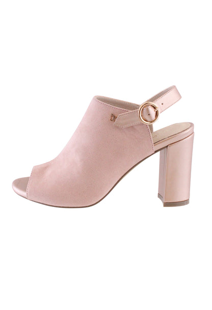 Soft Pink Block Heel Peep Toe Sling Back