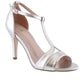 Silver High Heel T Strap Shoe