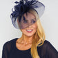 Navy Mesh and Feather Fascinator