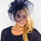 Navy Mesh and Feather Fascinator