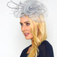 FascinatorGrey Mesh and Feather Fascinator