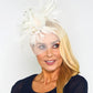 Ivory Mesh and Feather Fascinator