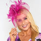 Fuschia Mesh and Feather Fascinator