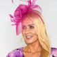 Fuschia Mesh and Feather Fascinator