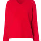 V NECK JUMPER WITH DIAGONAL KNIT RED