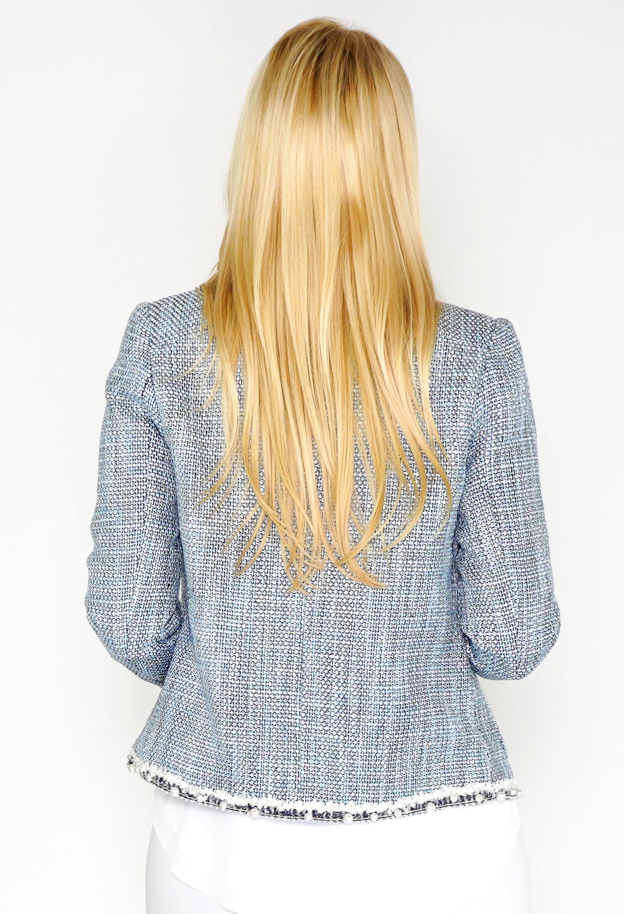 Blue Boucle Style Tweed Jacket