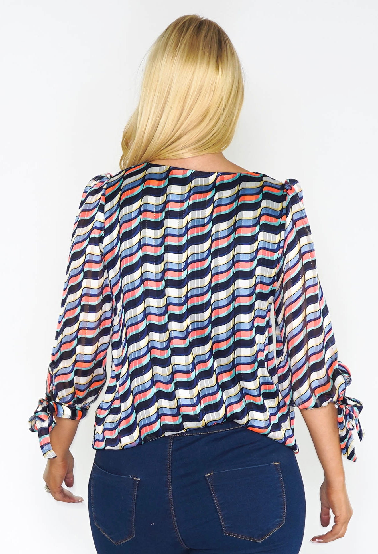 Navy Patterned Blouse