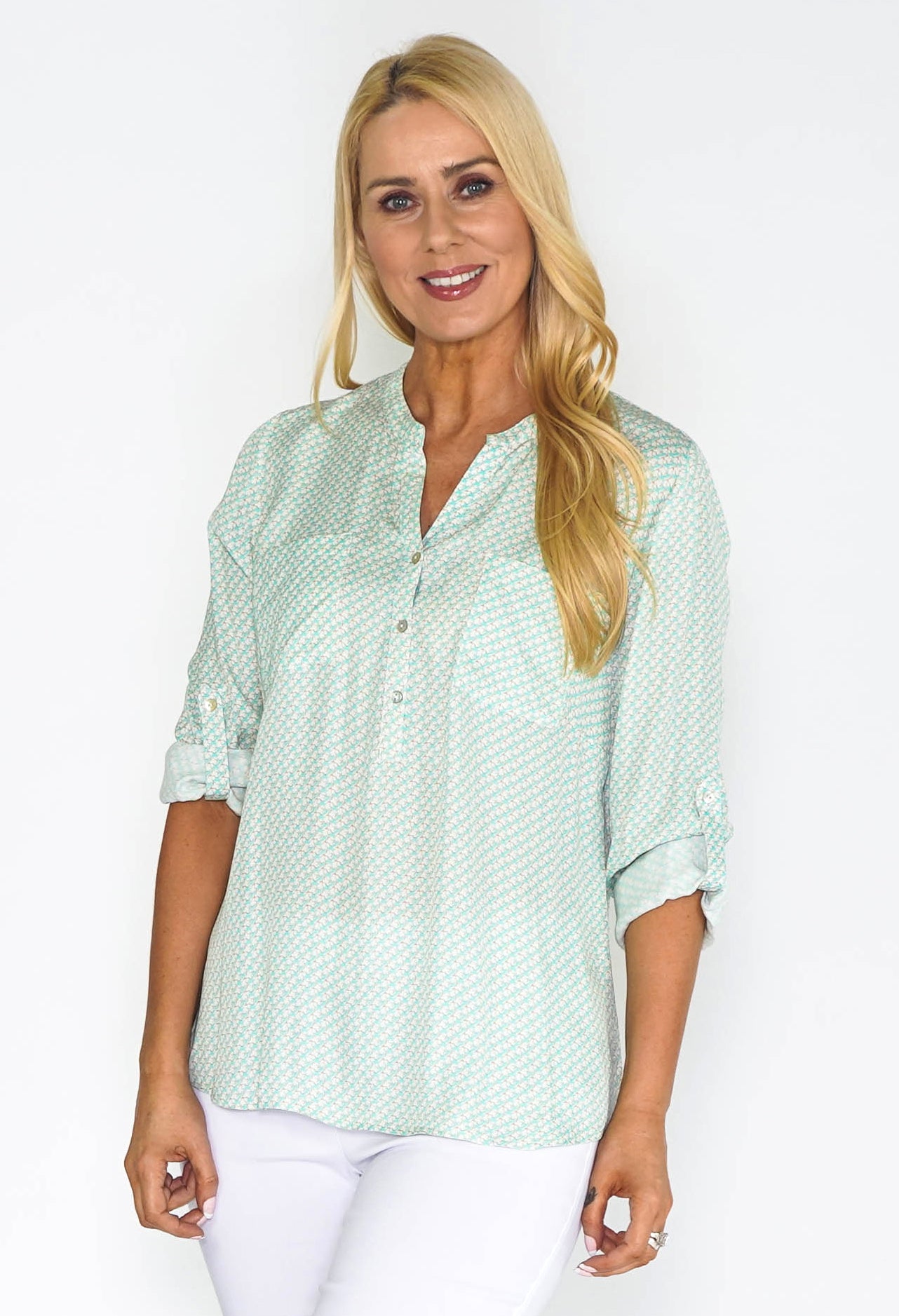 Mint Ditsy Print Blouse