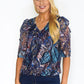 Navy Floral Mesh Top