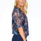 Navy Floral Mesh Top