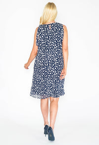 Layered Navy Polka Dot Dress