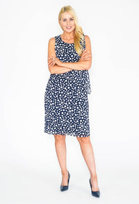 Layered Navy Polka Dot Dress