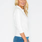 White Buttoned Sleeve Polo Top