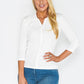 White Buttoned Sleeve Polo Top