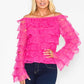 Pink Ruffle Off the Shoulder Top