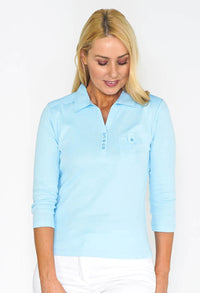 Blue Pocket Polo Top