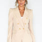 BEIGE PUFF SLEEVE BLAZER