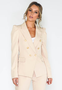 BEIGE PUFF SLEEVE BLAZER