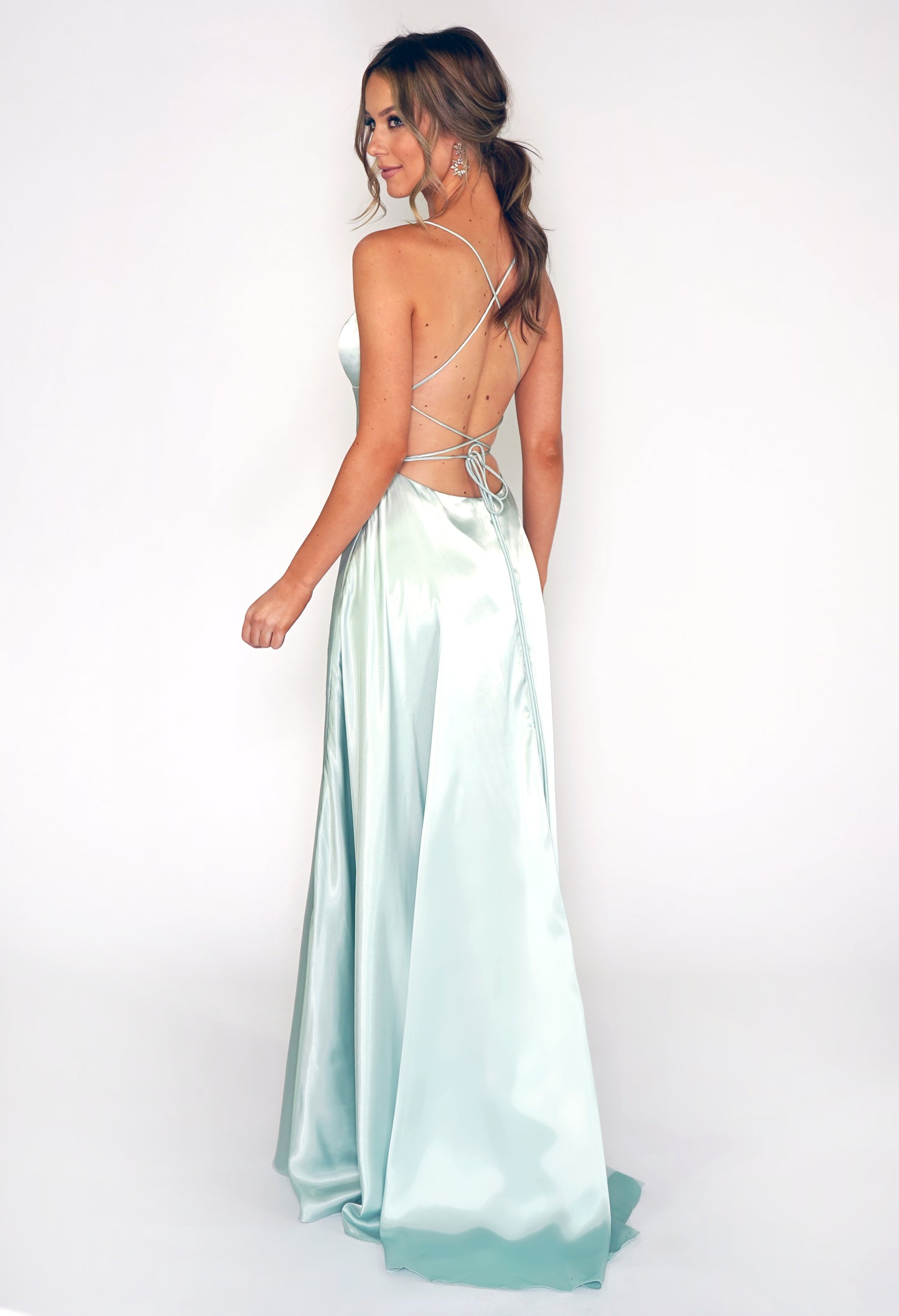 Sage Satin Ballgown