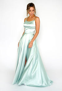 Sage Satin Ballgown