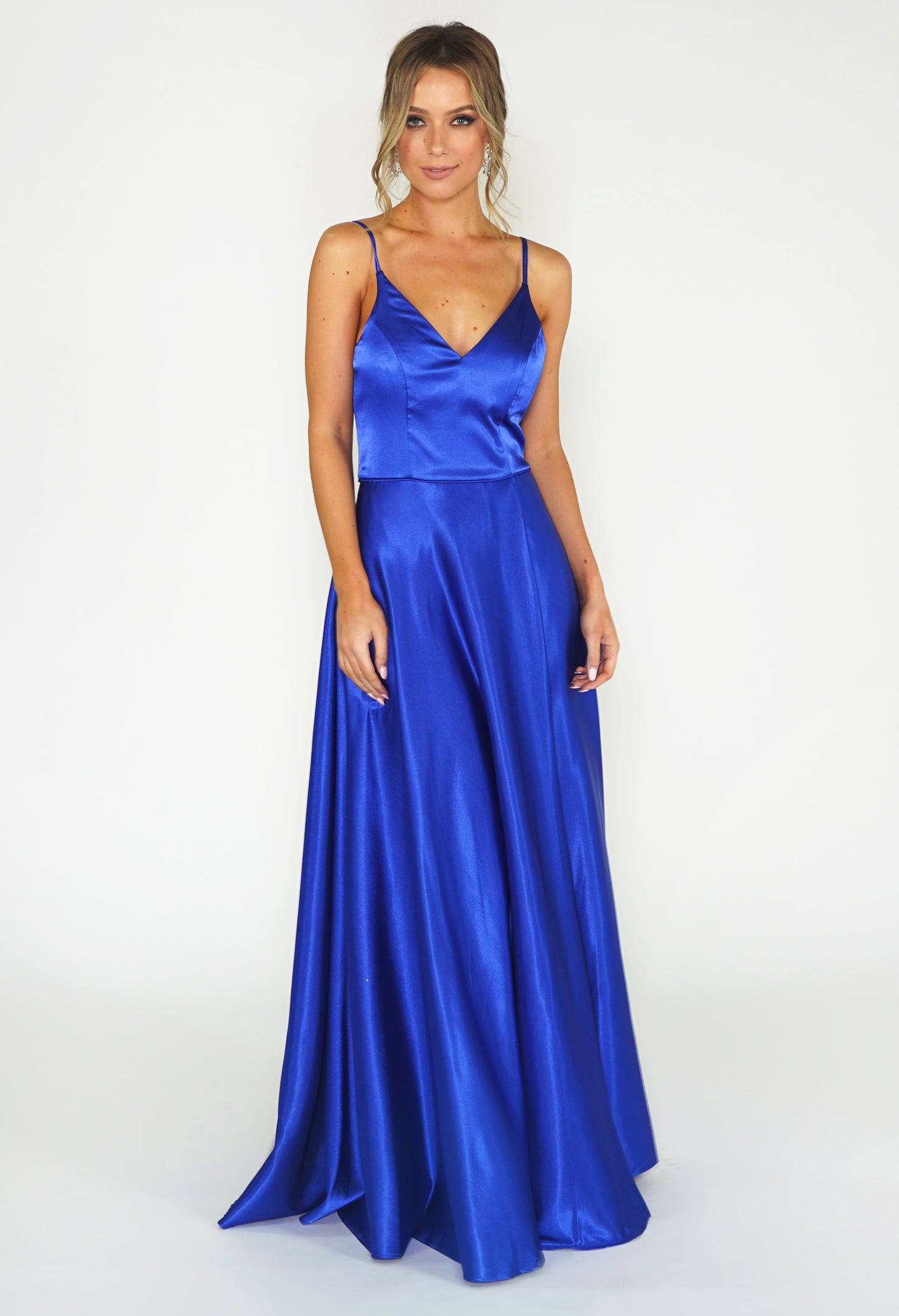 Royal Blue Satin Ballgown