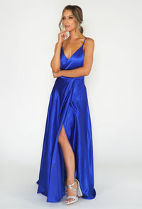 Royal Blue Satin Ballgown