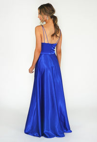 Royal Blue Satin Ballgown