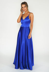 Royal Blue Satin Ballgown