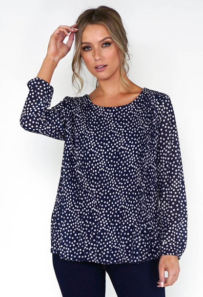 POLKA DOT PRINT PLEATED TOP