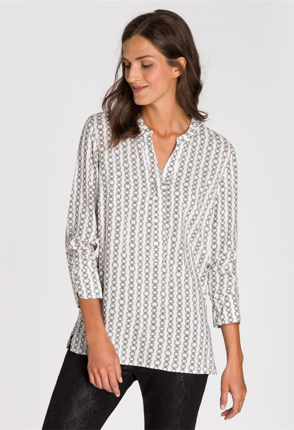 CHAIN PRINT BLOUSE OFF WHITE