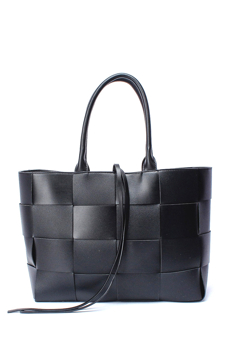 Black Woven Tote Bag