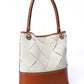 Two Tone Woven Tote - Tan