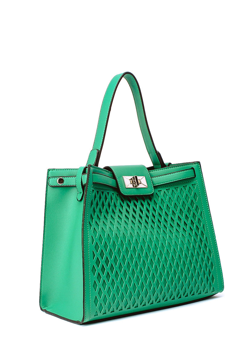 Laser Cut Detail Tote - Green