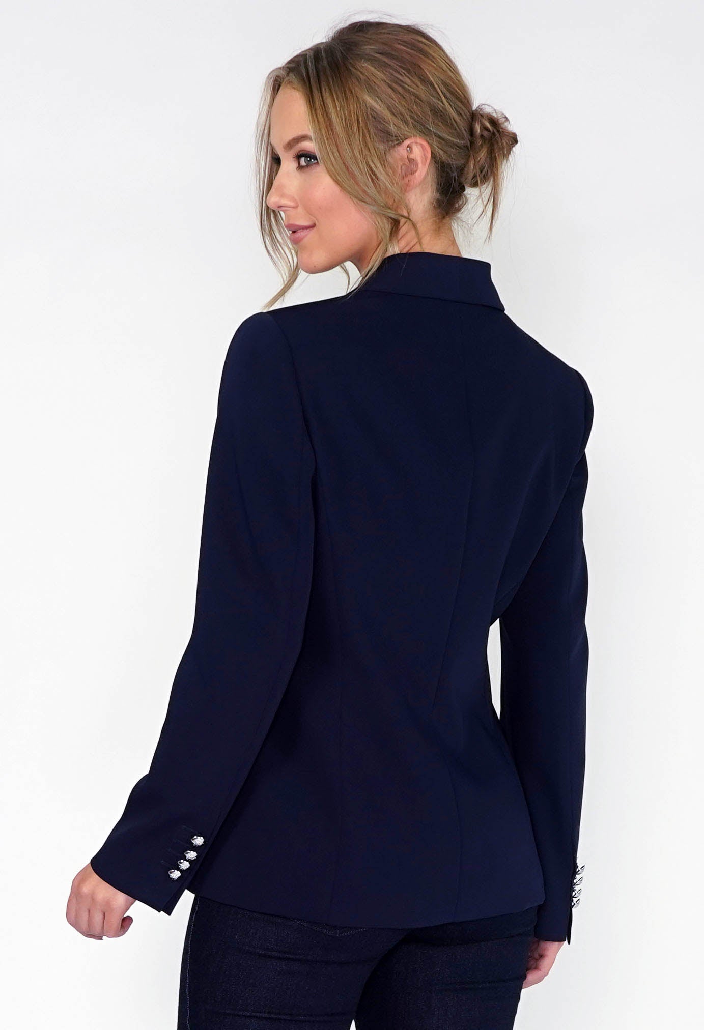 Navy Blazer with Zip Detail