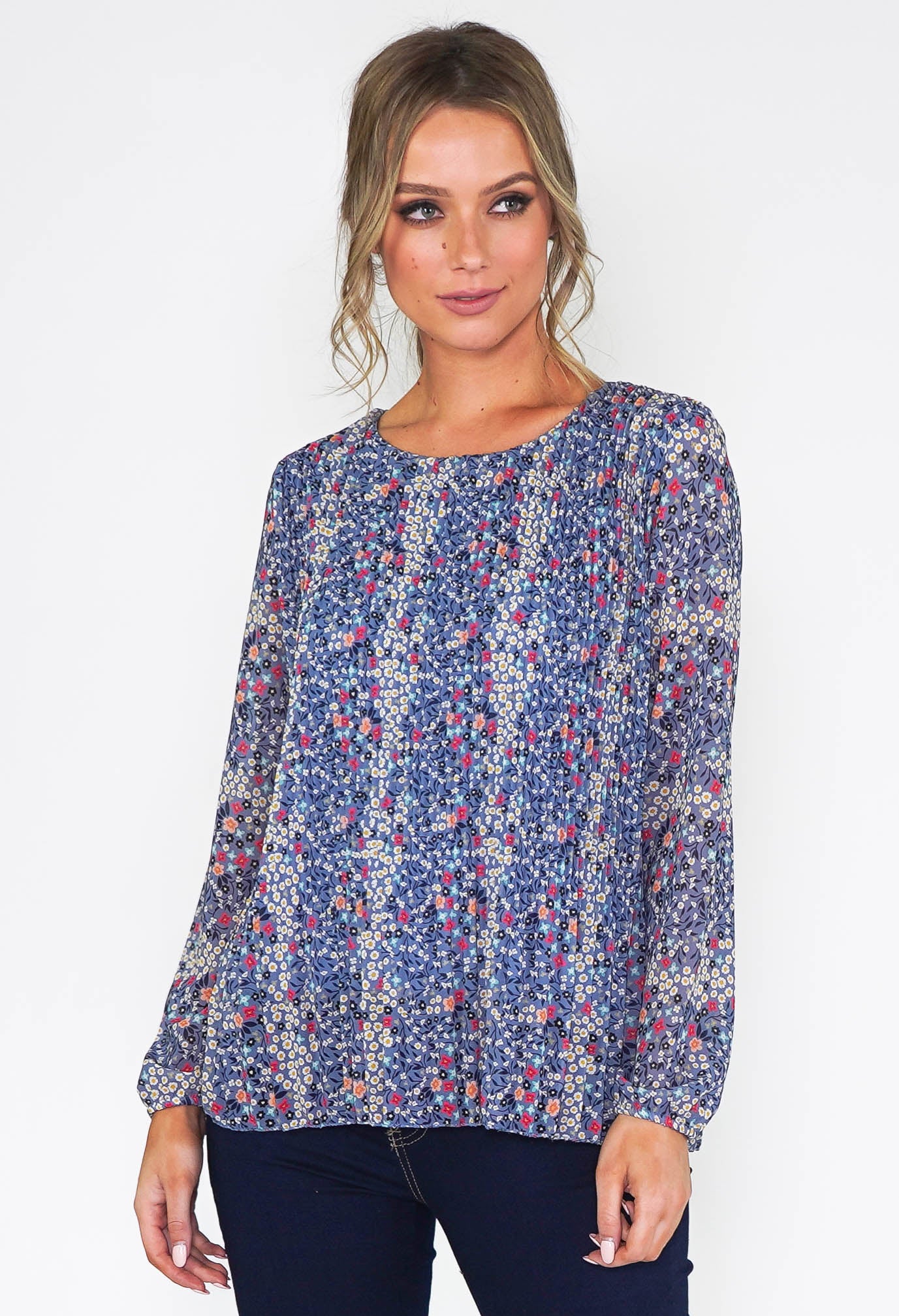 Floral PRINT PLEATED TOP