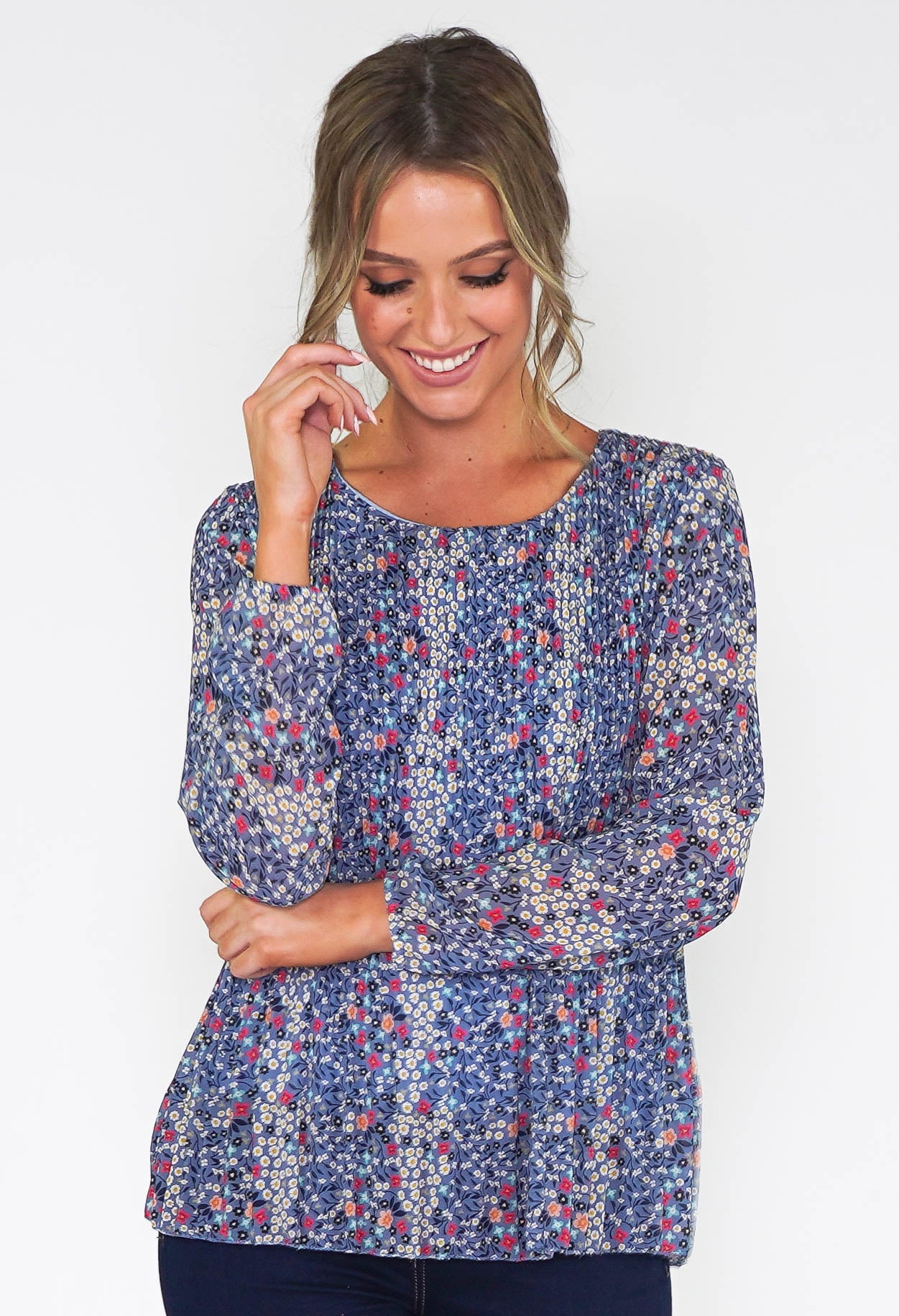 Floral PRINT PLEATED TOP