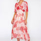 Coral Palm Leaf Midi Dress