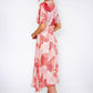 Coral Palm Leaf Midi Dress