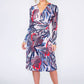 Tropical Leaf Faux Wrap Dress