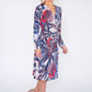 Tropical Leaf Faux Wrap Dress