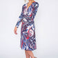 Tropical Leaf Faux Wrap Dress