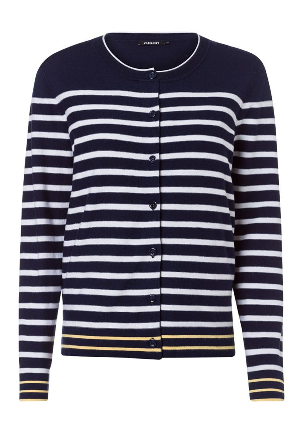 BUTTON STRIPED CARDIGAN NAVY