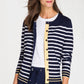 BUTTON STRIPED CARDIGAN NAVY