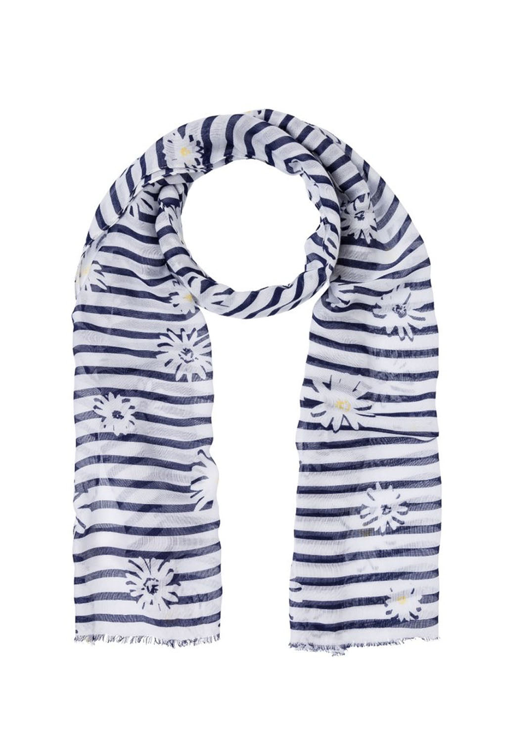 DAISY AND STRIPE SCARF NAVY