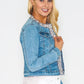 Woven Trim Detail Denim Jacket