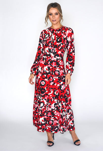 RED A-LINE MIDI DRESS