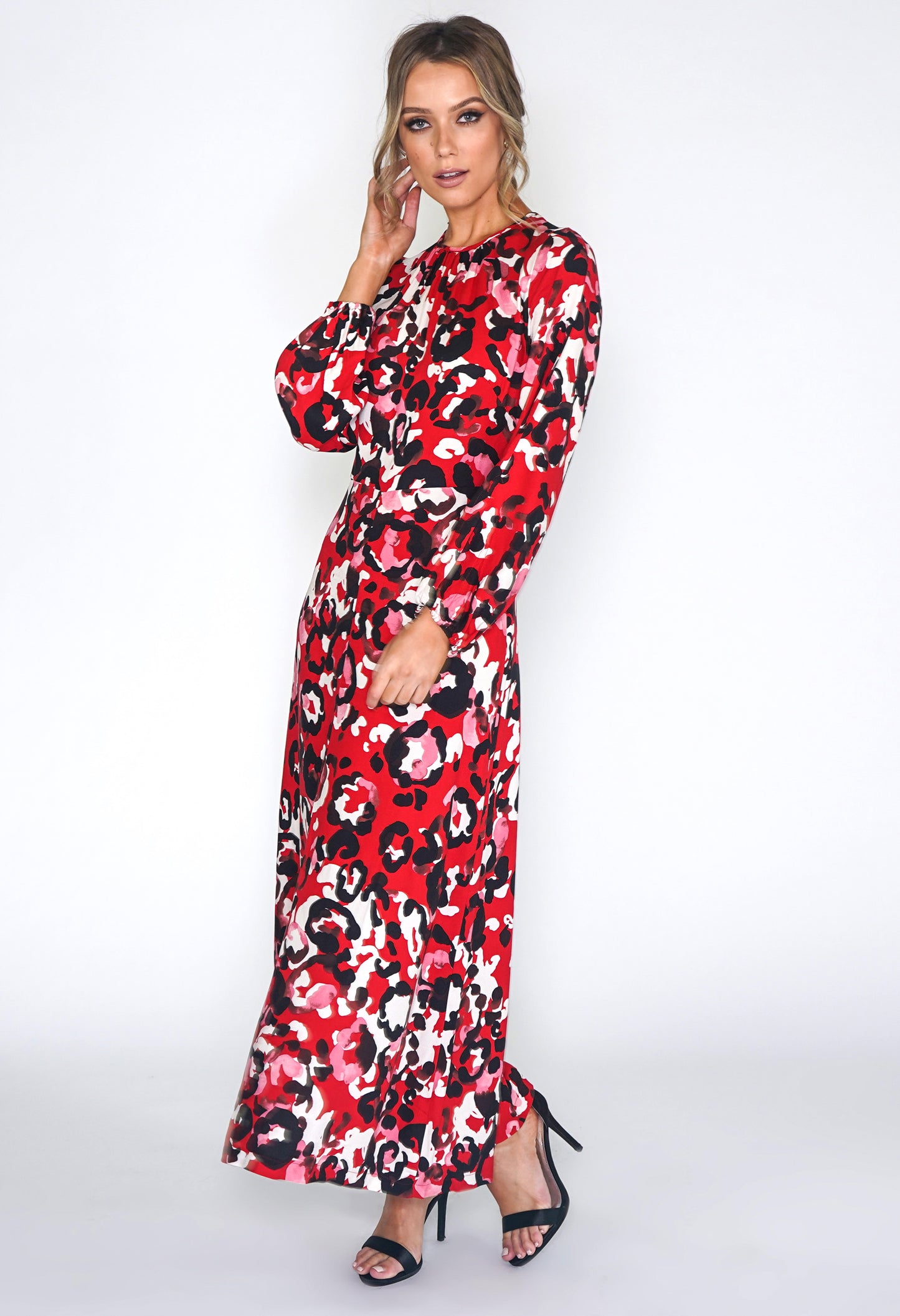 RED A-LINE MIDI DRESS