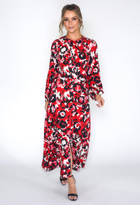 RED A-LINE MIDI DRESS